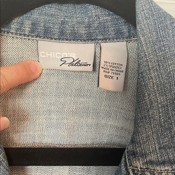 Chico's Platinum Blue Jean Jacket - Picture 3 of 8